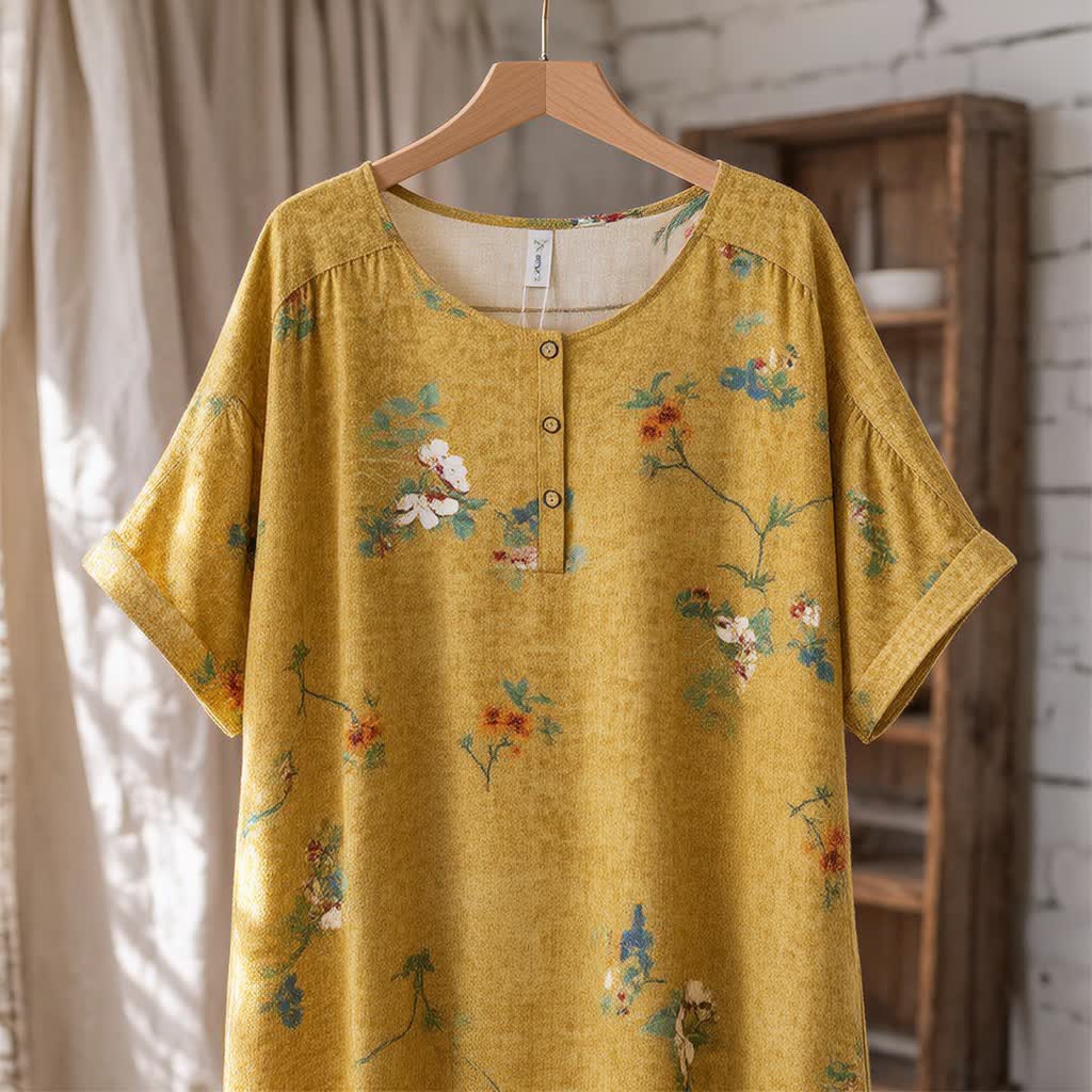 Vintage Floral Button-Front Midi Dress - image 3