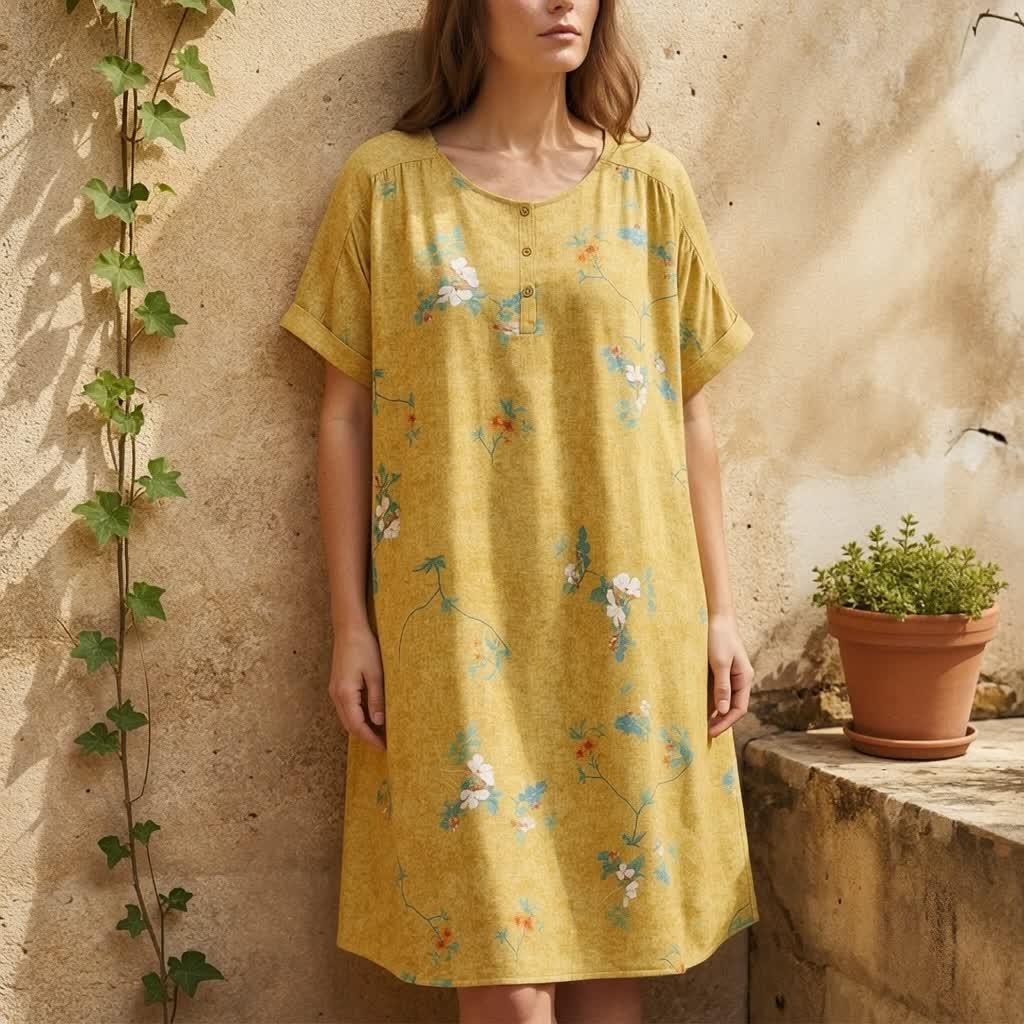 Vintage Floral Button-Front Midi Dress - image 1