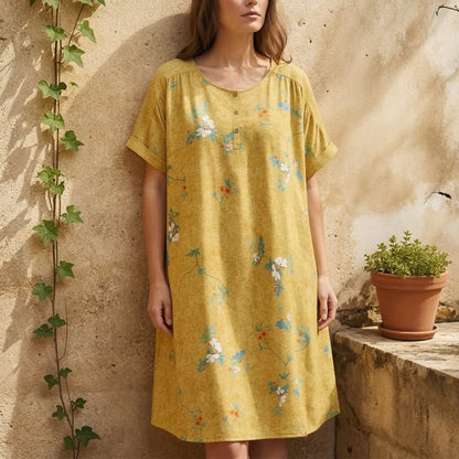Vintage Floral Button-Front Midi Dress - image 1