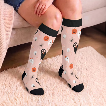 Plus Size Ghosts Bats Spider Compression Socks - image 1