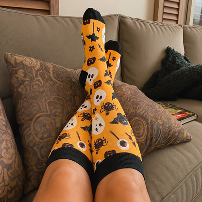 Plus Size Ghosts Bats Spider Compression Socks - image 2