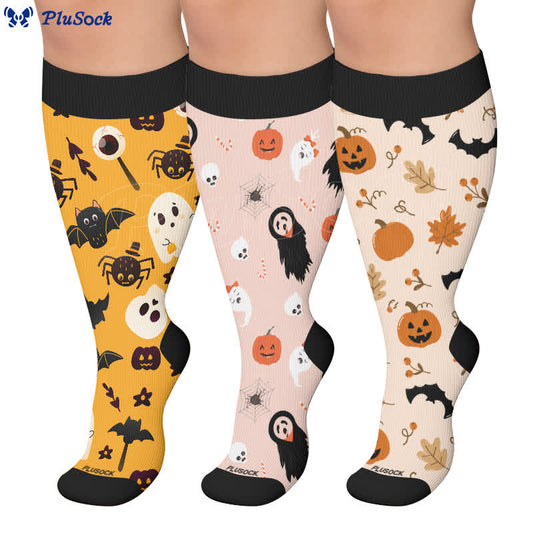 Plus Size Ghosts Bats Spider Compression Socks - image 0