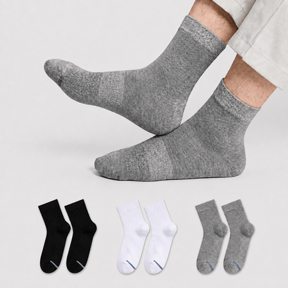 Solid Color Breathable Ankle Socks(3 Pairs) - Multicolor - EU45-50(US11-15) - image 0