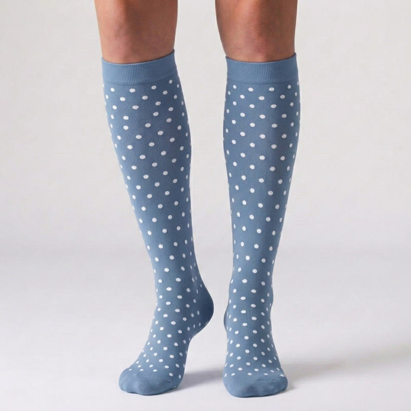 White Polka Dot Compression Socks(3 Pairs) - image 1