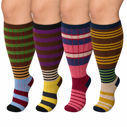 Plus Size Colorblock Stripe Compression Socks - image 0