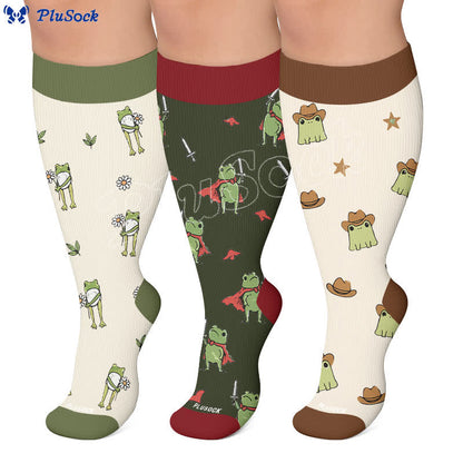 Plus Size Frog Garden Compression Socks - image 0