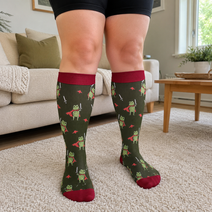 Plus Size Frog Garden Compression Socks - image 1