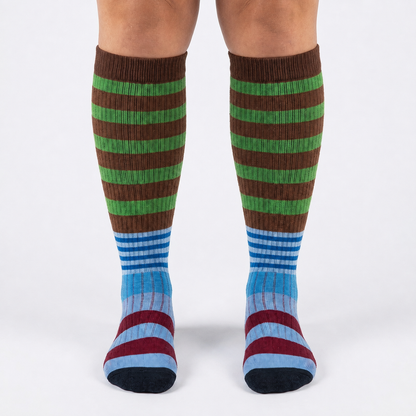 Plus Size Colorblock Stripe Compression Socks(4 Pairs) - image 1