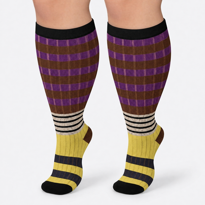 Plus Size Colorblock Stripe Compression Socks - image 5