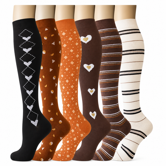 Black Heart Compression Socks(6 Pairs) - Multicolor - S/M - image 0