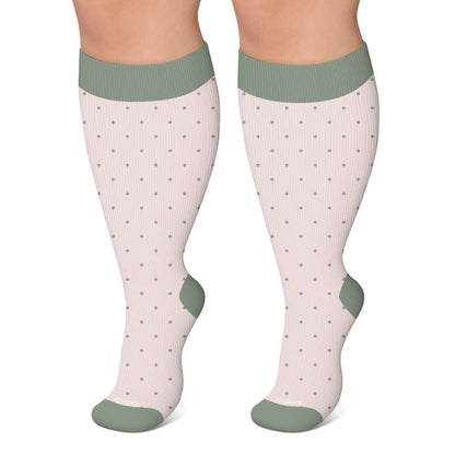Plus Size Dotted Stripe Compression Socks - Light Pink - 4XL - image 4