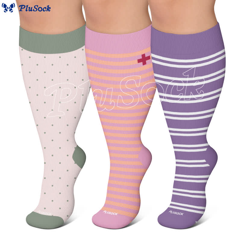 Plus Size Dotted Stripe Compression Socks - image 0