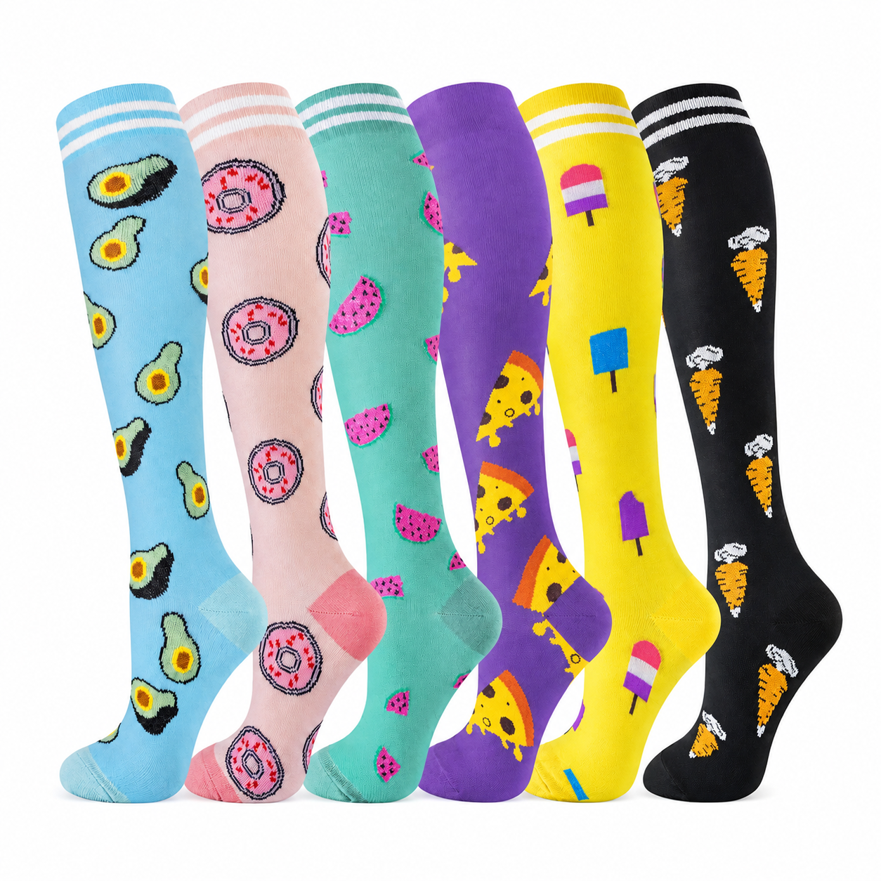 Food Print Compression Socks(6 Pairs) - image 3