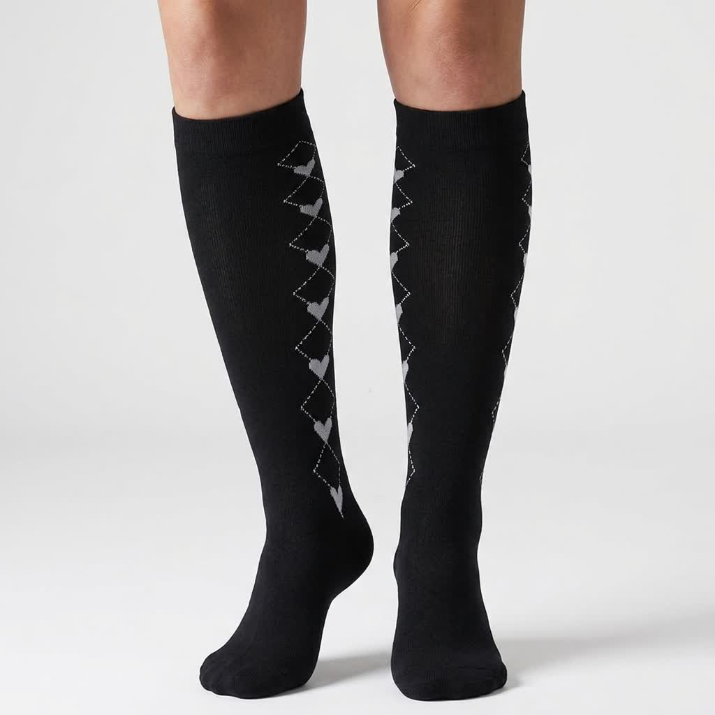 Black Heart Compression Socks(6 Pairs) - Black - S/M - image 1