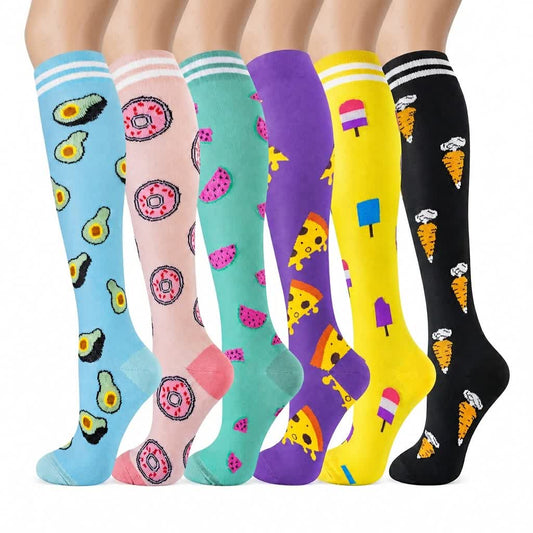 Food Print Compression Socks(6 Pairs) - Multicolor - S/M - image 0