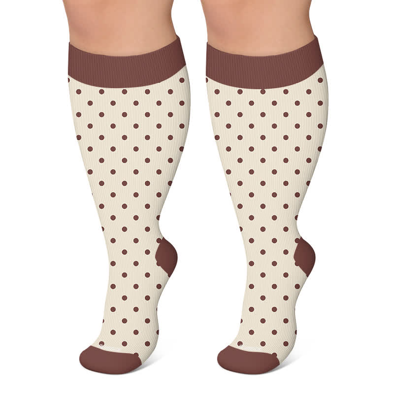 Plus Size Starry Cat Compression Socks - Apricot - 4XL - image 5