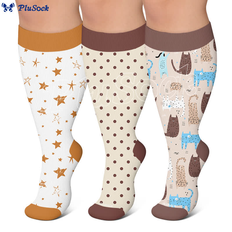Plus Size Starry Cat Compression Socks - image 0