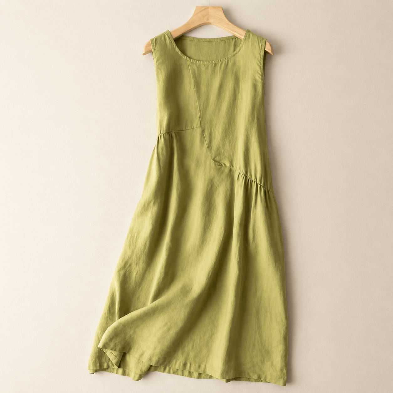 Cotton Linen Pocket Midi Dress - Green - 2XL - image 0