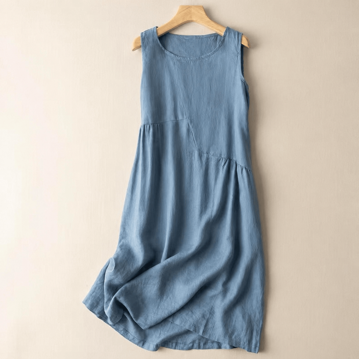 Cotton Linen Pocket Midi Dress - Blue - 2XL - image 1