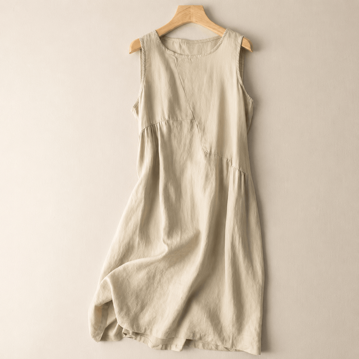 Cotton Linen Pocket Midi Dress - Apricot - 2XL - image 2