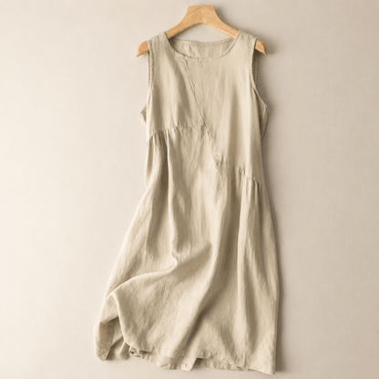 Cotton Linen Pocket Midi Dress - Apricot - 2XL - image 2