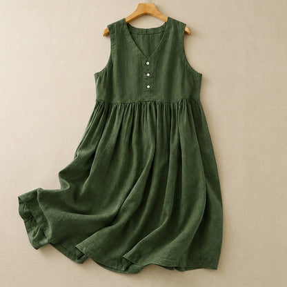 Textured Button Front Midi Dress - Green - XXL - image 1
