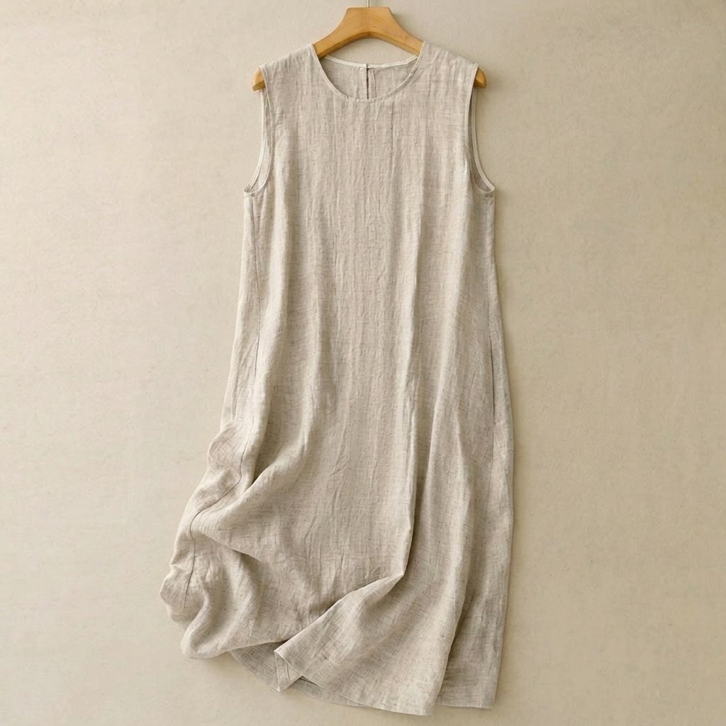 Cotton Linen Relaxed Maxi Dress - Apricot - 2XL - image 0