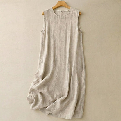 Cotton Linen Relaxed Maxi Dress - Apricot - 2XL - image 0