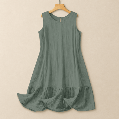 Sleeveless A-Line Midi Dress - Green - 4XL - image 4