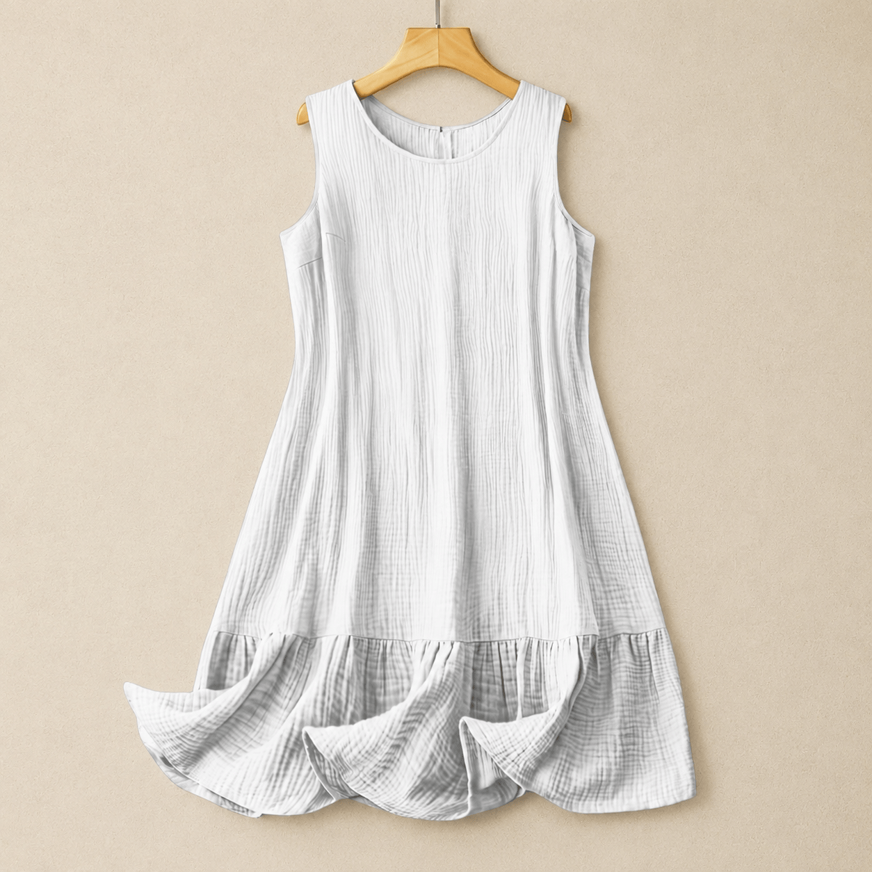 Sleeveless A-Line Midi Dress - White - 4XL - image 2