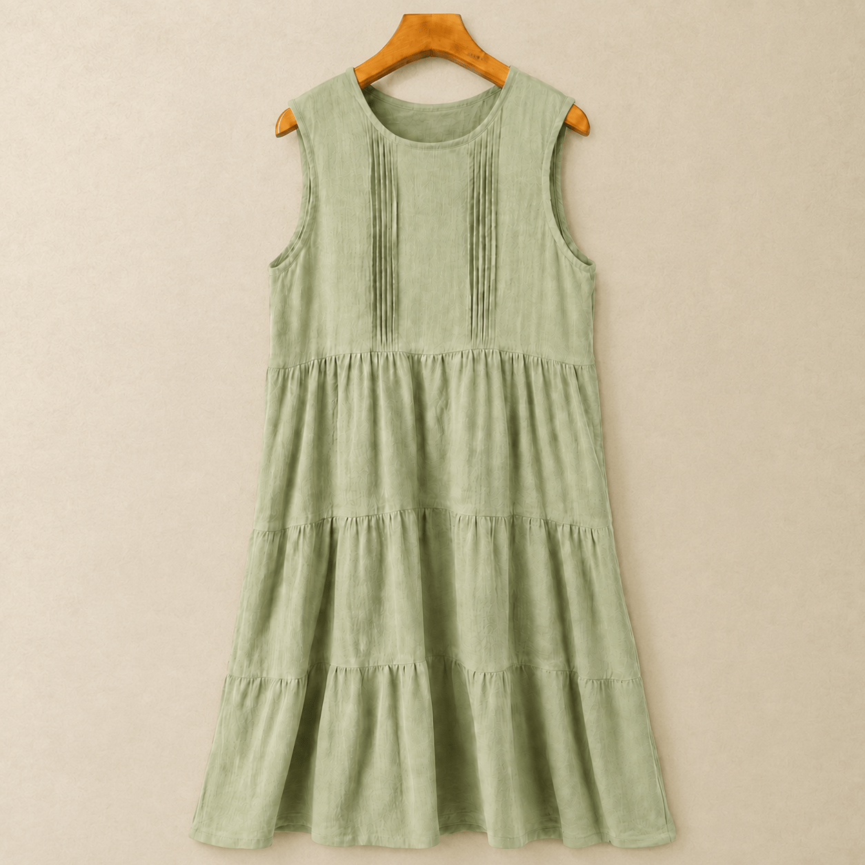 Cotton Tiered Sleeveless Midi Dress - Green - XL - image 1