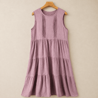 Cotton Tiered Sleeveless Midi Dress - Purple - XL - image 0