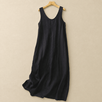 Relaxed Sleeveless Cotton Midi Dress - Black - 2XL - image 2