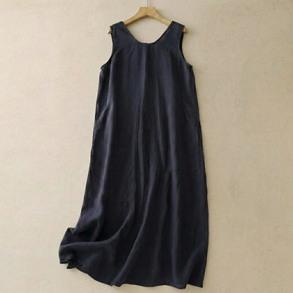 Breezy Cotton Pocket Maxi Dress - Navy Blue - 2XL - image 1