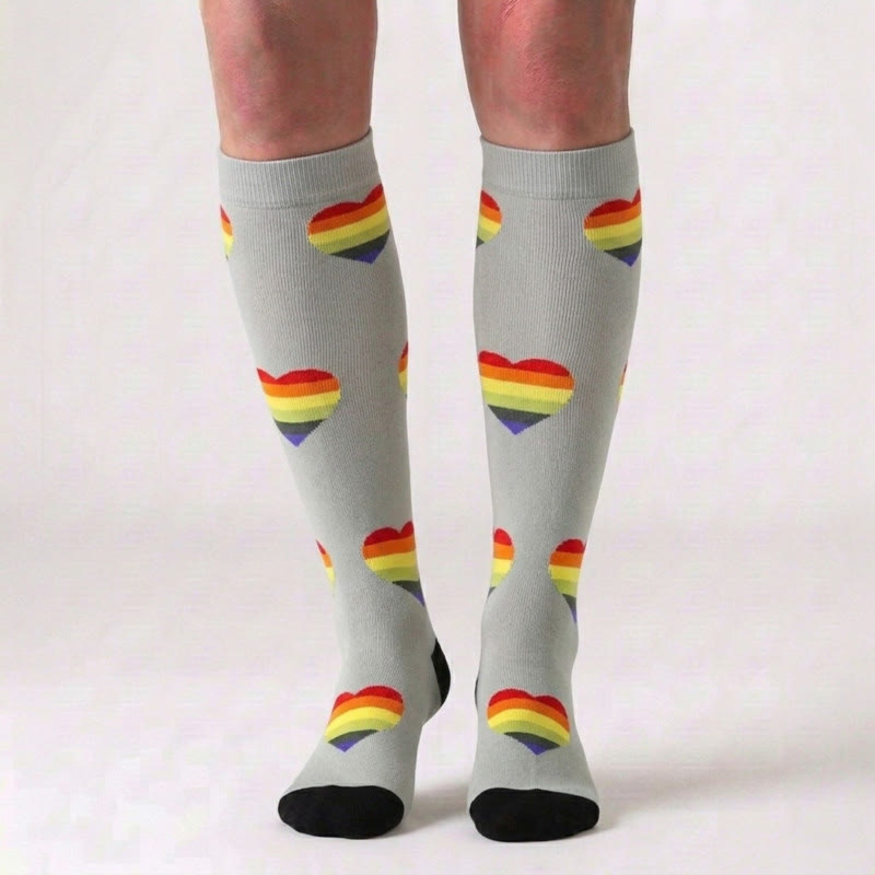 Rainbow Heart Compression Socks(3 Pairs) - image 2
