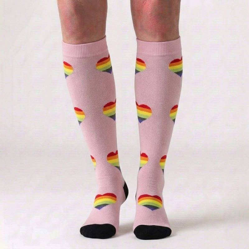 Rainbow Heart Compression Socks(3 Pairs) - image 3