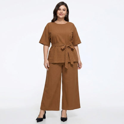 Relaxed Belted Top Wide Leg Pocket Pants Set - image 4