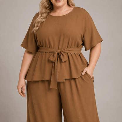 Relaxed Belted Top Wide Leg Pocket Pants Set - image 2