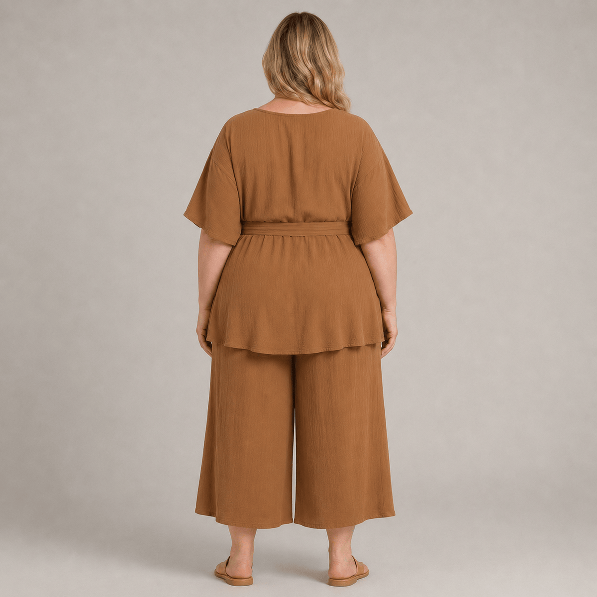 Relaxed Belted Top Wide Leg Pocket Pants Set - image 3
