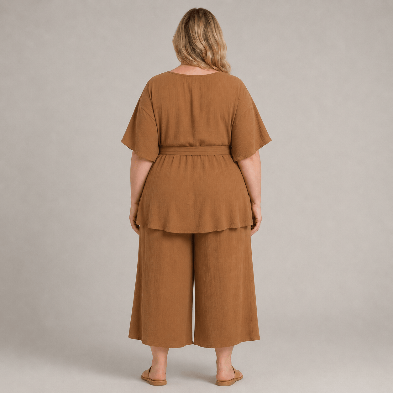 Relaxed Belted Top Wide Leg Pocket Pants Set - image 3