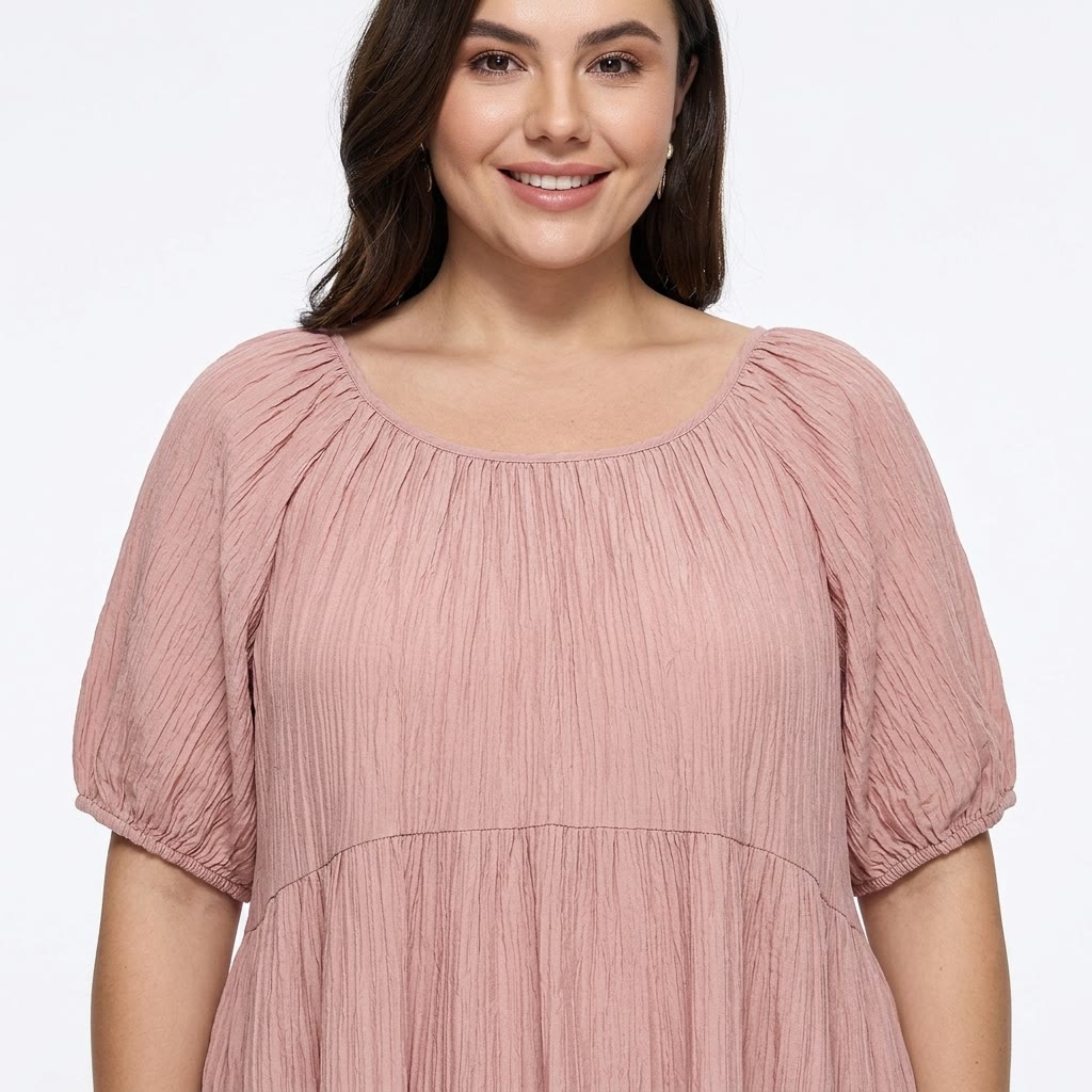 Plus Size Pink Textured Empire Midaxi Dress - image 3