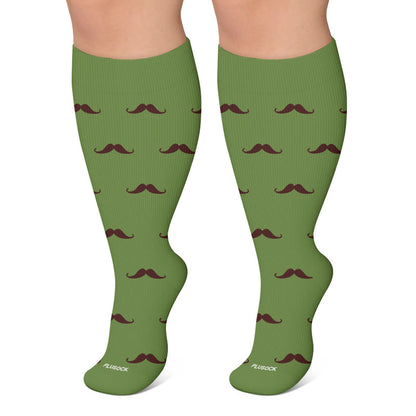 Plus Size Paw Print Compression Socks - Green - 4XL - image 6