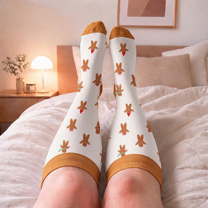 Plus Size Birthday Cheer Gingerbread Compression Socks - image 1