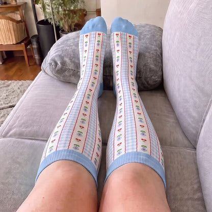 Plus Size Floral Stripe Compression Socks - image 1