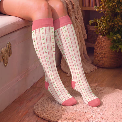 Plus Size Floral Stripe Compression Socks - image 2