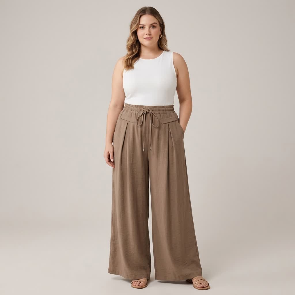 Soft Stretch Wide Leg Casual Pants - image 1