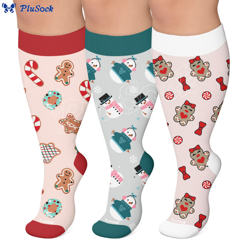 Plus Size Snowman Gingerbread Man Compression Socks - image 0