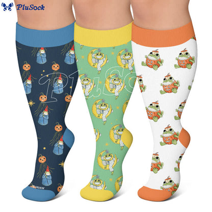 Plus Size Pumpkin Frog Compression Socks - image 0