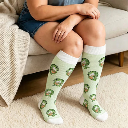 Plus Size Cartoon Frog Print Compression Socks - image 3