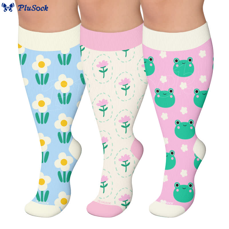 Plus Size Daisy Frog Compression Socks - image 0